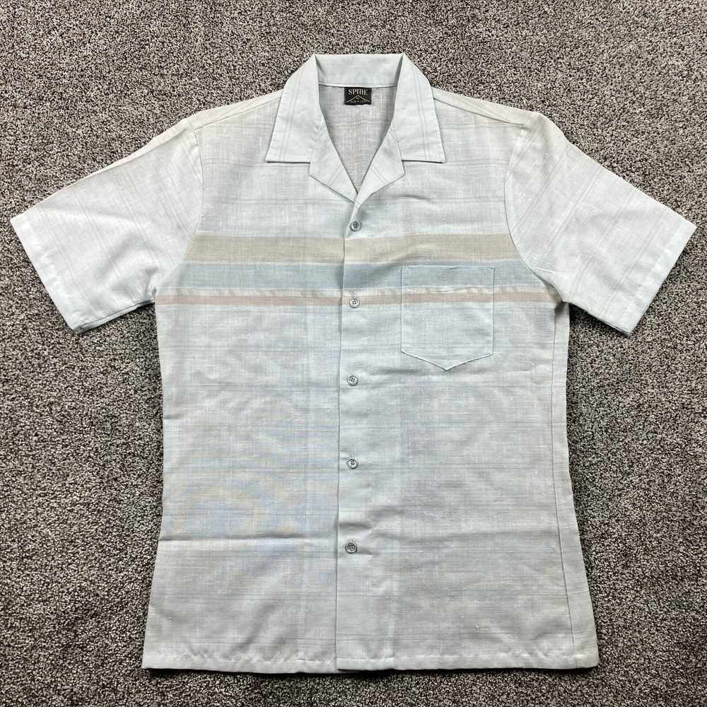 Vintage Spire Shirt Adult Medium Loop Collar Button Up‎ 60s 70s Made in USA